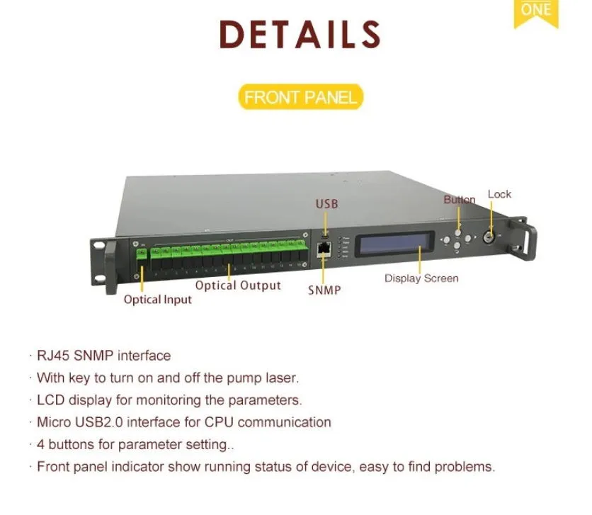 1550nm High Power Wdm 16 Port *23dBm 32dBm EDFA for CATV/Hfc/Pon