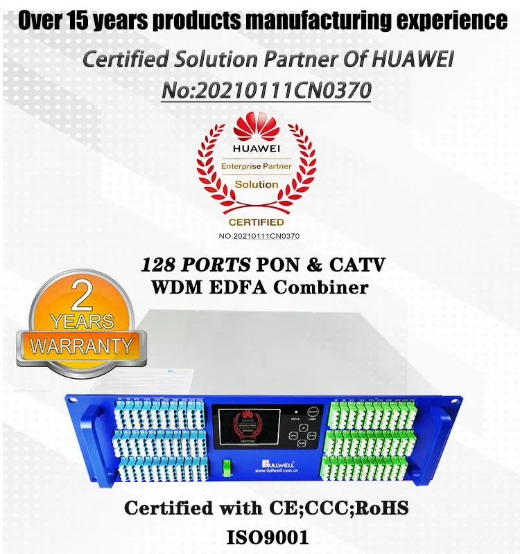 Fullwell 128 Ports Triple Play Network 1310/1490/1550nm FTTH CATV Pon Wdm EDFA Eydfa