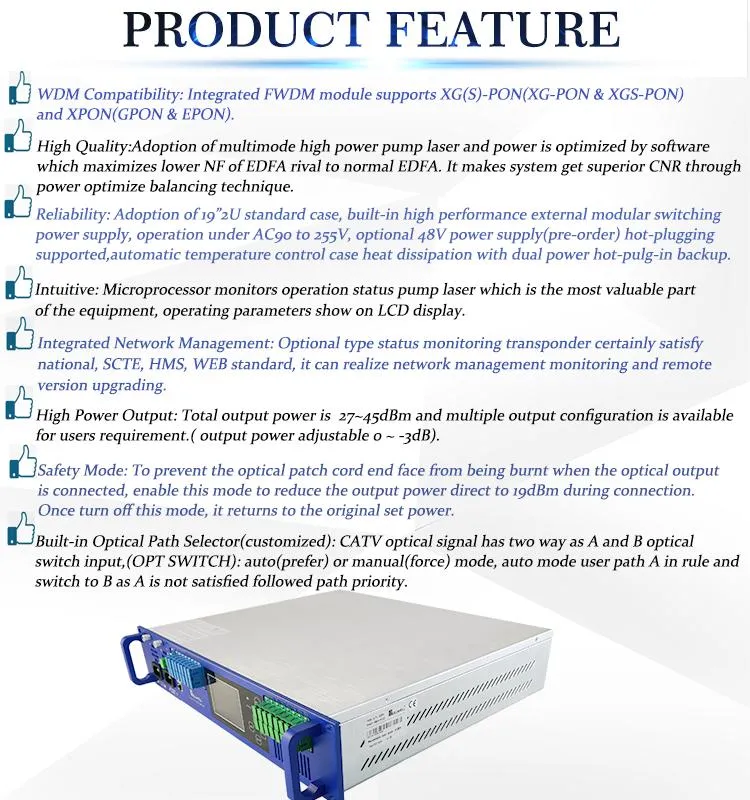 Fullwell 1310/1490&1270/1577&1550nm Xgs-Pon CATV EDFA Combiner in 16 Ports