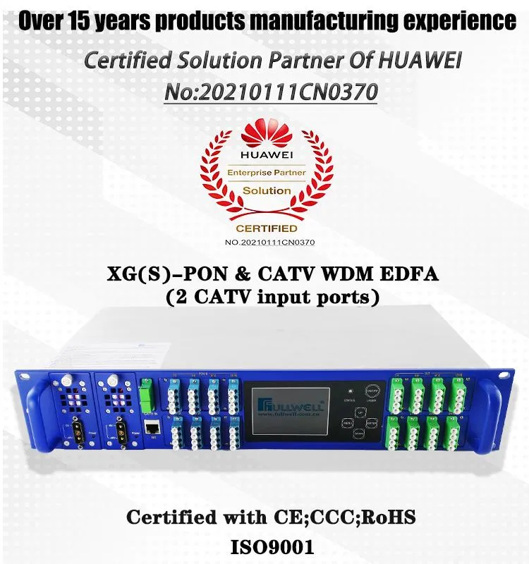 Fullwell Xgs-Pon 1270/1577 Nm Pon CATV Wdm EDFA with 2 CATV Inputs for Triple Play
