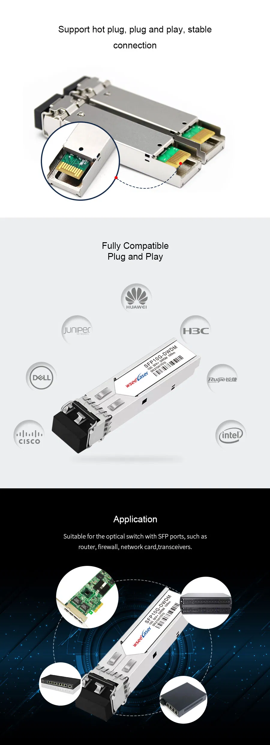 OEM/ODM 10g SFP+ DWDM 100km Optical Transceiver Optical Module